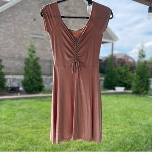 ROLLA COSTER Ribbed + Cinched Dusty Rose Dress- Size S